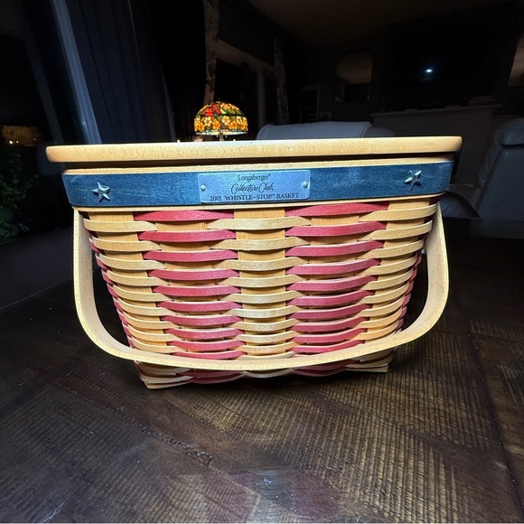Longaberger 2001 Whistle Stop Basket Collector Club Basket Lid Combo Prot TieOn - Picture 12 of 16